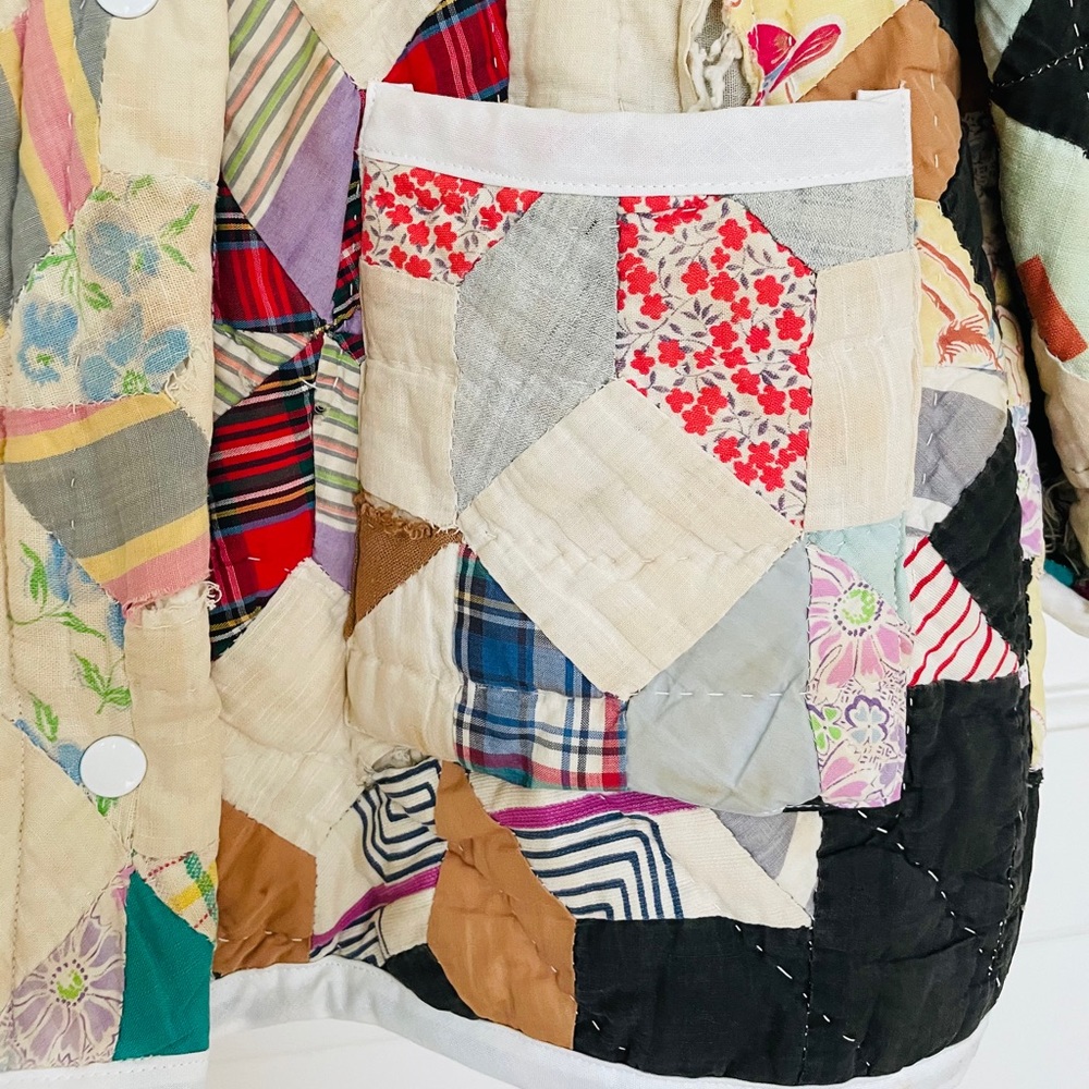 Handmade Vintage Quilt "Chore Coat" by Carleen, size L - Picture 4 of 8